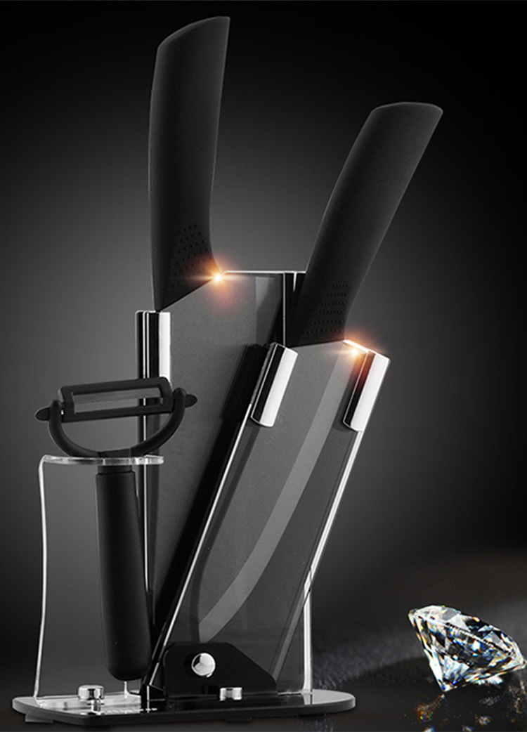 【陶瓷刀厂家 陶瓷刀具黑刀四件套 厨房刀具 厨