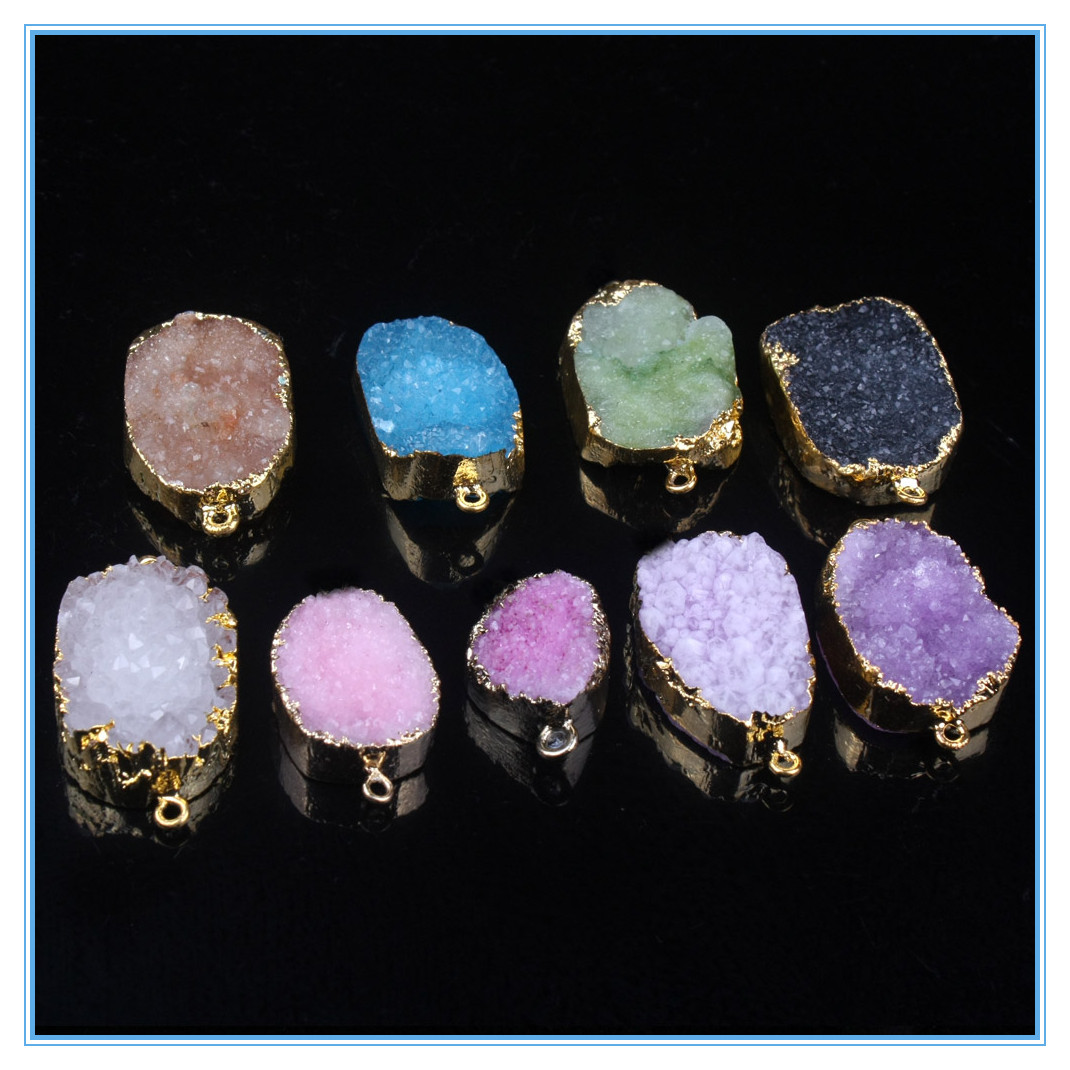 瑪瑙晶石項鏈吊墜 Quartz pendant天然石晶簇晶洞晶芽吊墜 Druzy