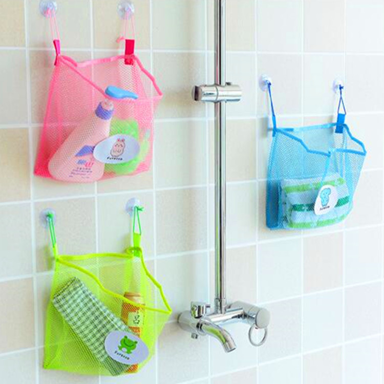 浴室网袋 创意双吸盘可挂式收纳袋 浴室多用收纳袋网袋杂物袋