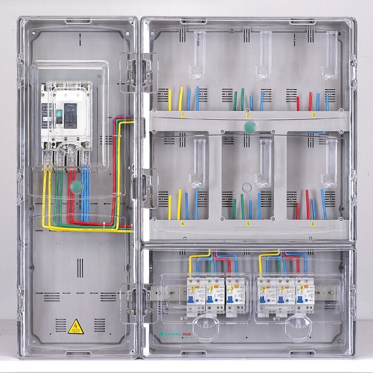厂家直销单相六表位电表箱透明塑料防水配电箱控制箱插卡电表箱