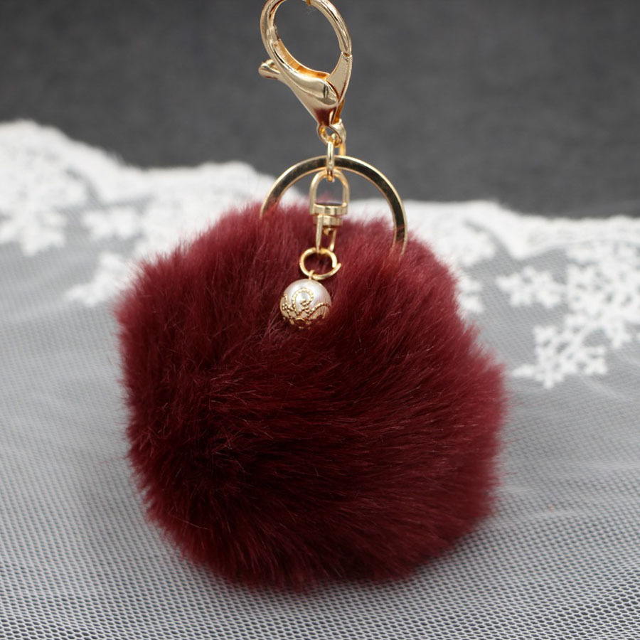 1 Piece Simple Style Solid Color Simulation Wool Keychain display picture 1