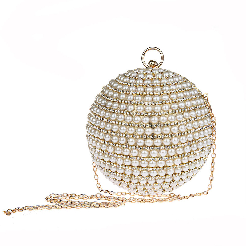 新品珍珠水钻小圆球包闪闪宴会包好品质Y0042珍珠