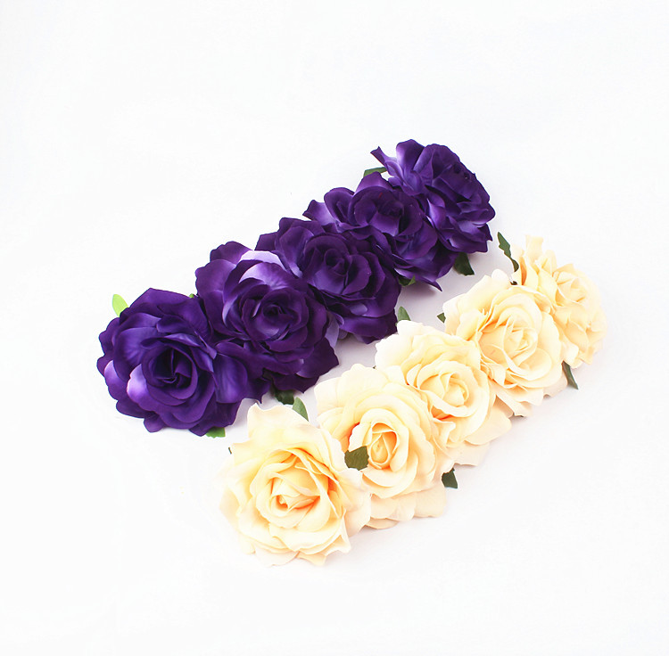 11cm5朵包芯玫瑰花黑色发带 组合图3