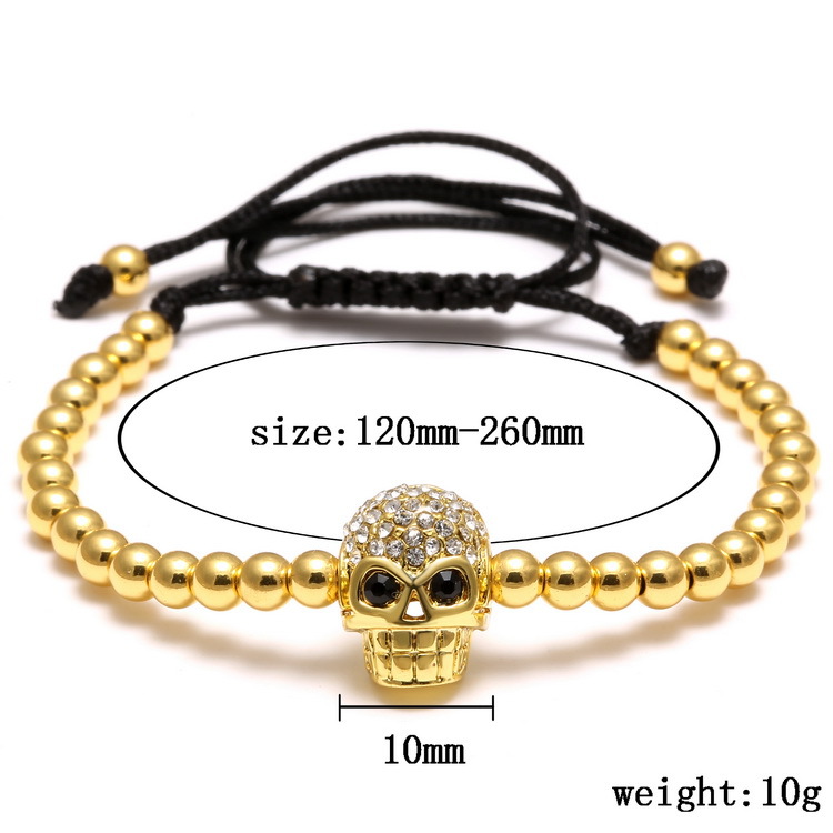 Fashion Skull Copper Plating Zircon Bracelets 1 Piece