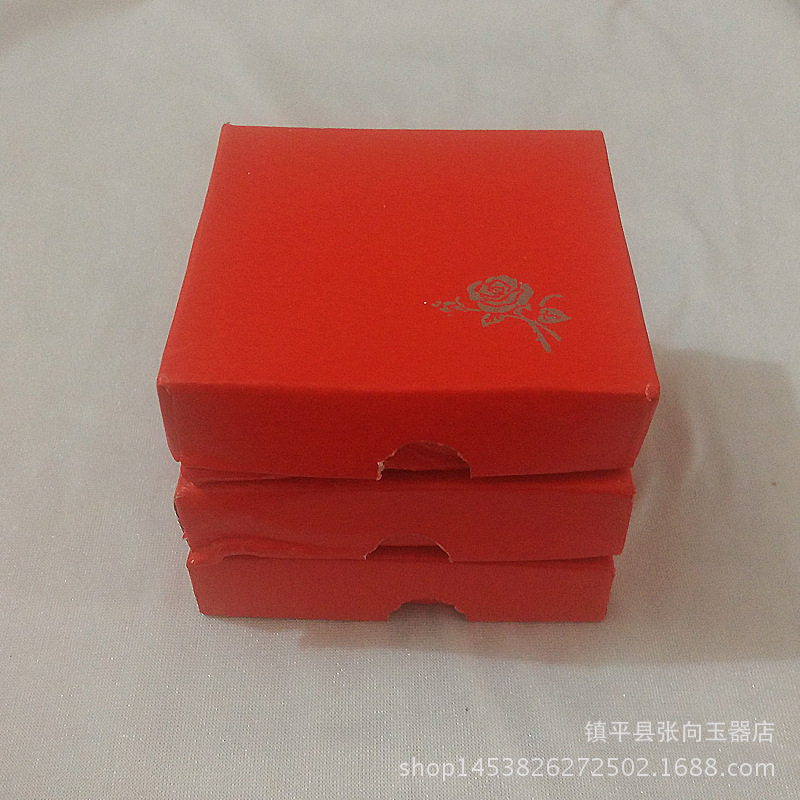 复古红纸质玉器珠宝首饰礼品佛珠手镯手链包装盒子批发