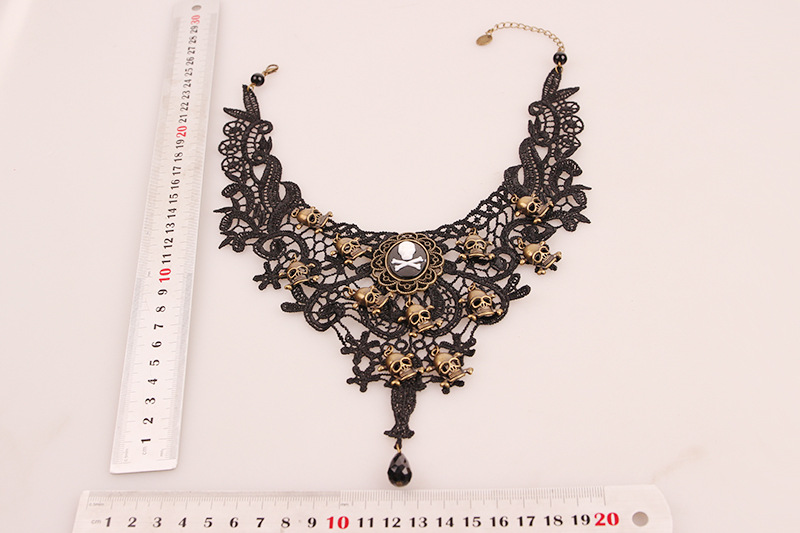 Punk Skull Alloy Lace Halloween Women's Choker display picture 1