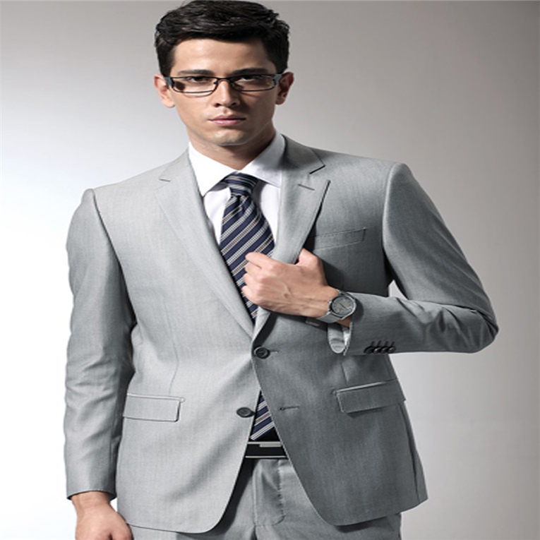 summer In the open grey Youth go to work Self-cultivation wool . Korean Edition Solid suit