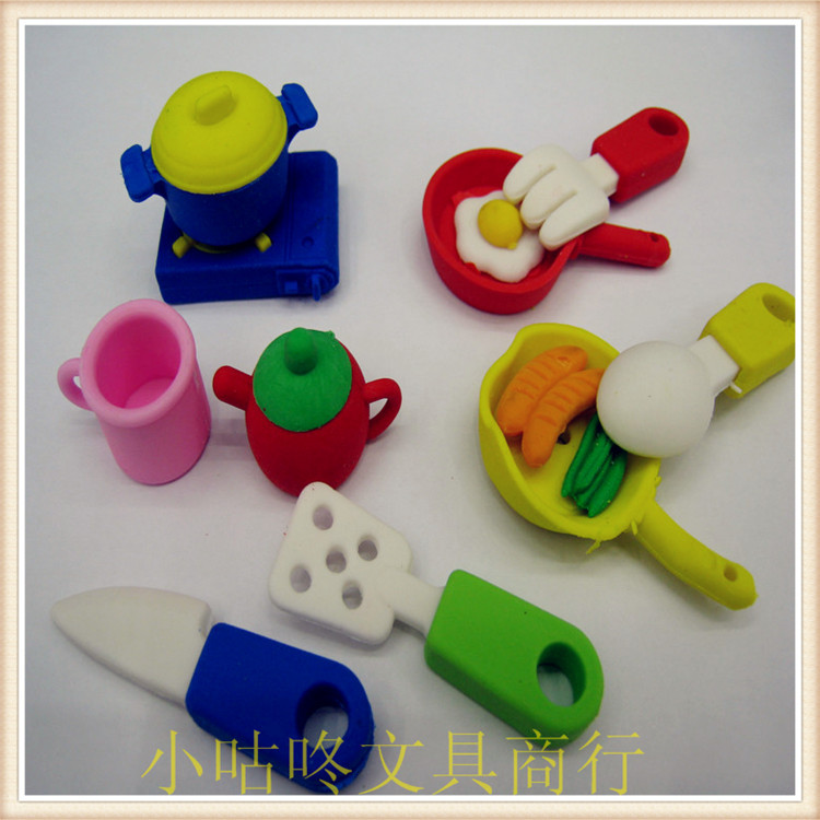 小咕咚餐具用品刀叉系列3D仿真可拆卸吸卡橡皮擦套装学生奖品批发详情图3