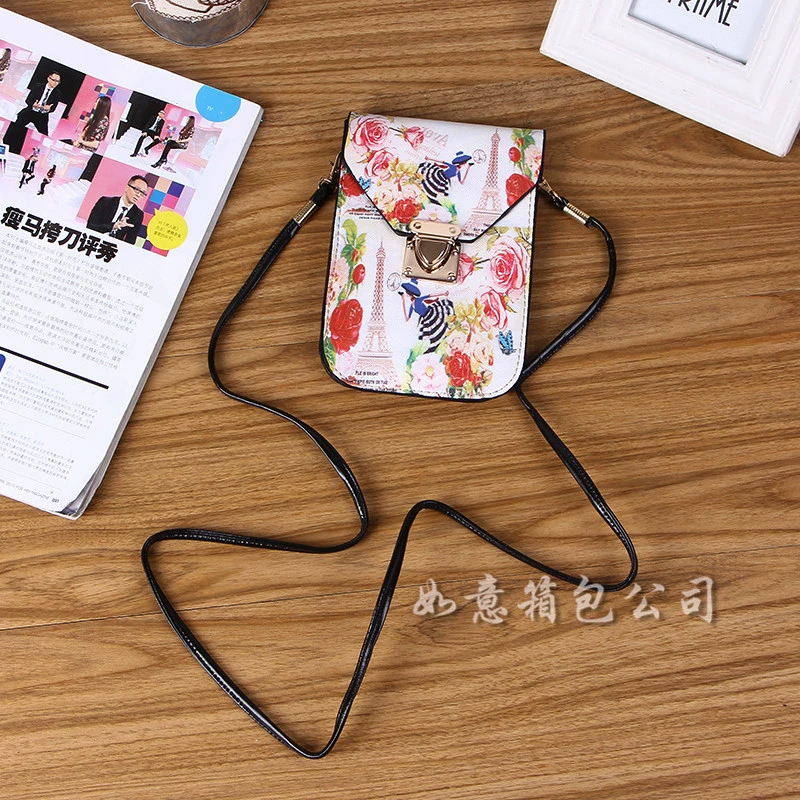 High quality polyurethane fashionable phone bag with clasp, Korean style