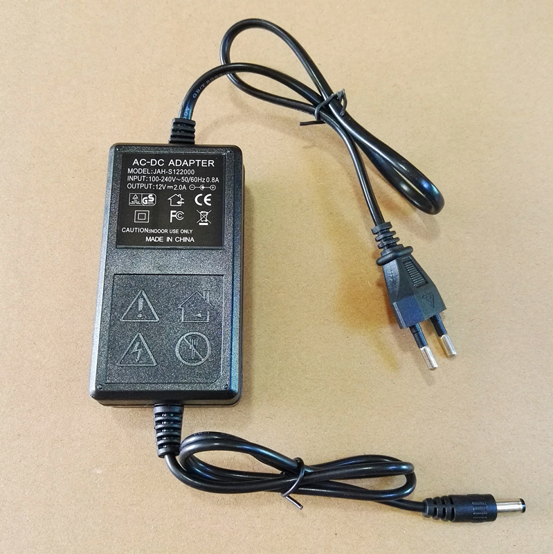 12V2A安防监控双线电源适配器12V24W显示屏电源欧规美规可定