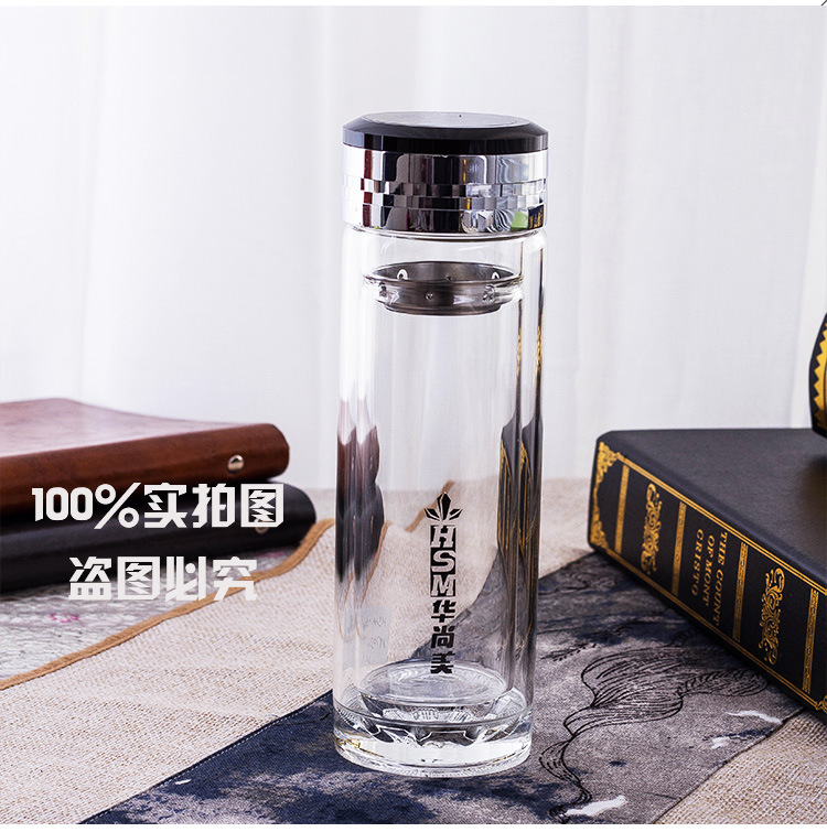 产地货源 中号双层玻璃杯透明 简约创意玻璃杯 耐热性强 可定制