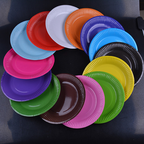 Kanglaile Disposable 9-inch Colorful Cellophane Paper Plate Printing, Art Children's Handicraft DIY Sticker Drawing Paper Plate Art