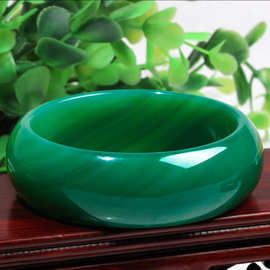 绿玛瑙手镯绿色玉髓镯子加宽加厚玉镯