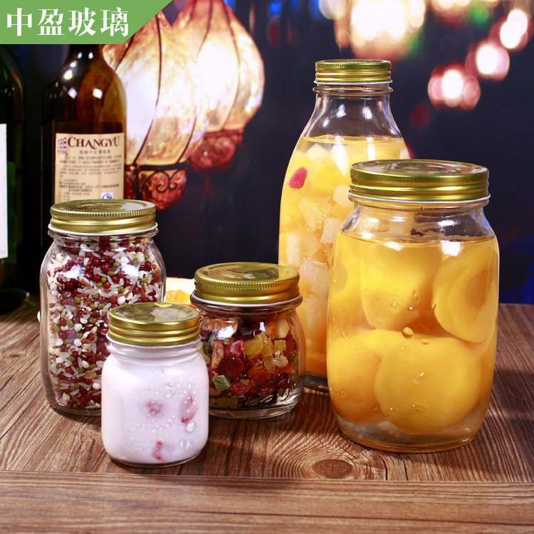 厂家直销雕花玻璃罐蜂蜜瓶高白料果酱密封罐子食品包装瓶批发