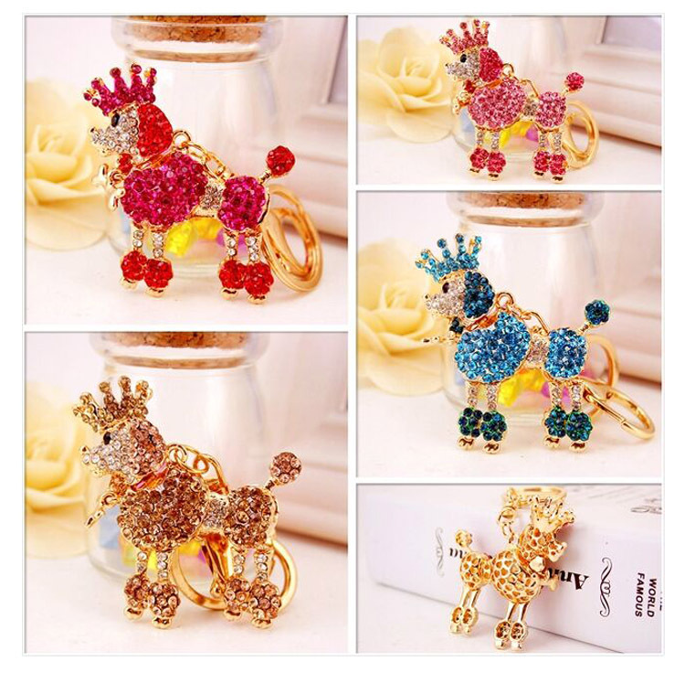 50g Weight Alloy, Metal Material Animal Pattern Unisex Gender Pink, Red, Blue, Gold Color Cute Crown Poodle Dog Key Chain 1