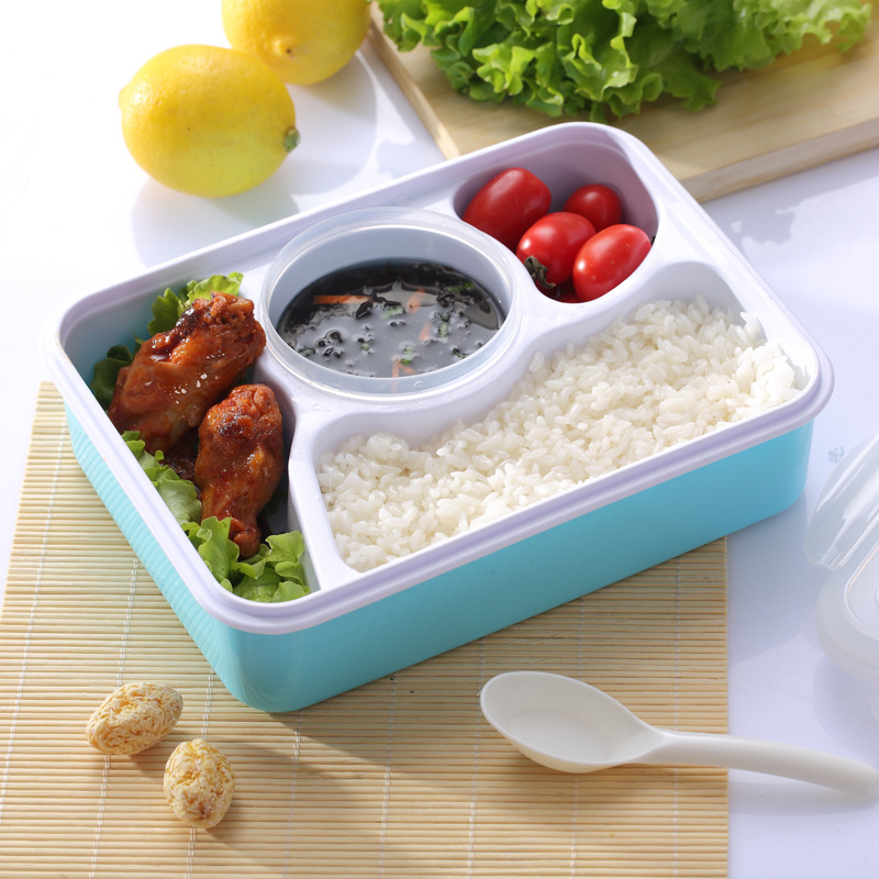 Home Furnishing kitchen Three lattice Soup bowl Lunchbox Microwave Oven available Fresh keeping Lunch box go to work Portable Bento Box