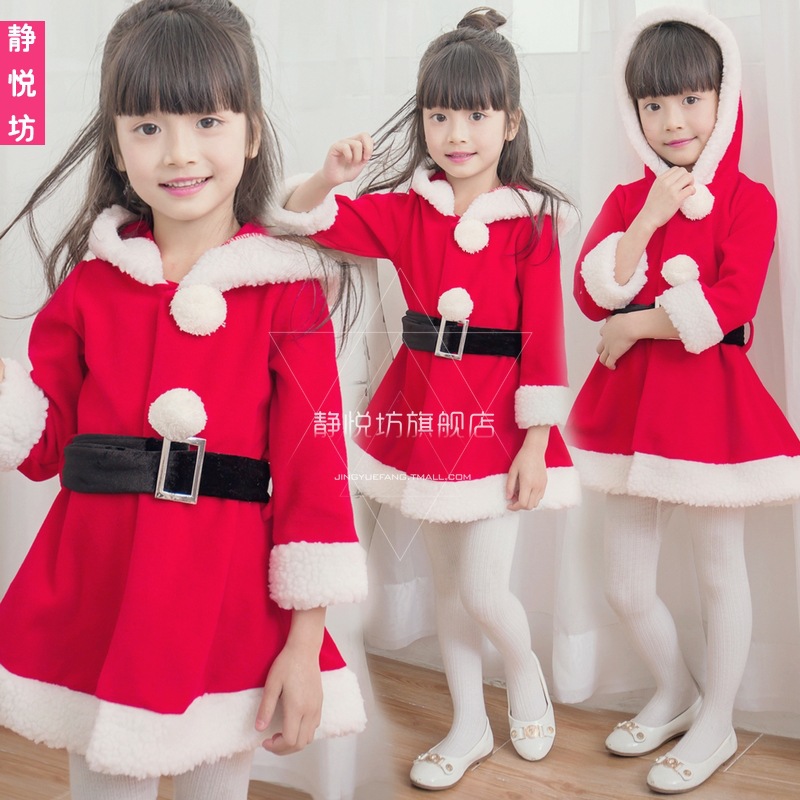 Japanese Lotte Girl Clothing Children's Clothing Children's Costume Red Long Sleeve Christmas Dress Christmas Dress Christmas Costume