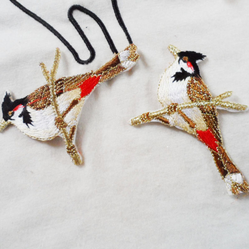 厂家diy服装辅料电脑重工刺绣小鸟绣花贴 背胶烫熨装饰布贴