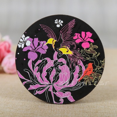 new pattern non-slip cork Coaster printing cork circular cork shim flowers and plants pattern direct deal