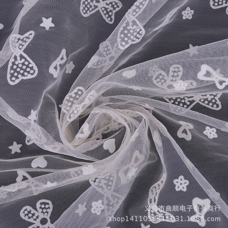 美国纱批发植绒网布婚纱头纱网眼布服装饰品纺织面料薄纱网纱