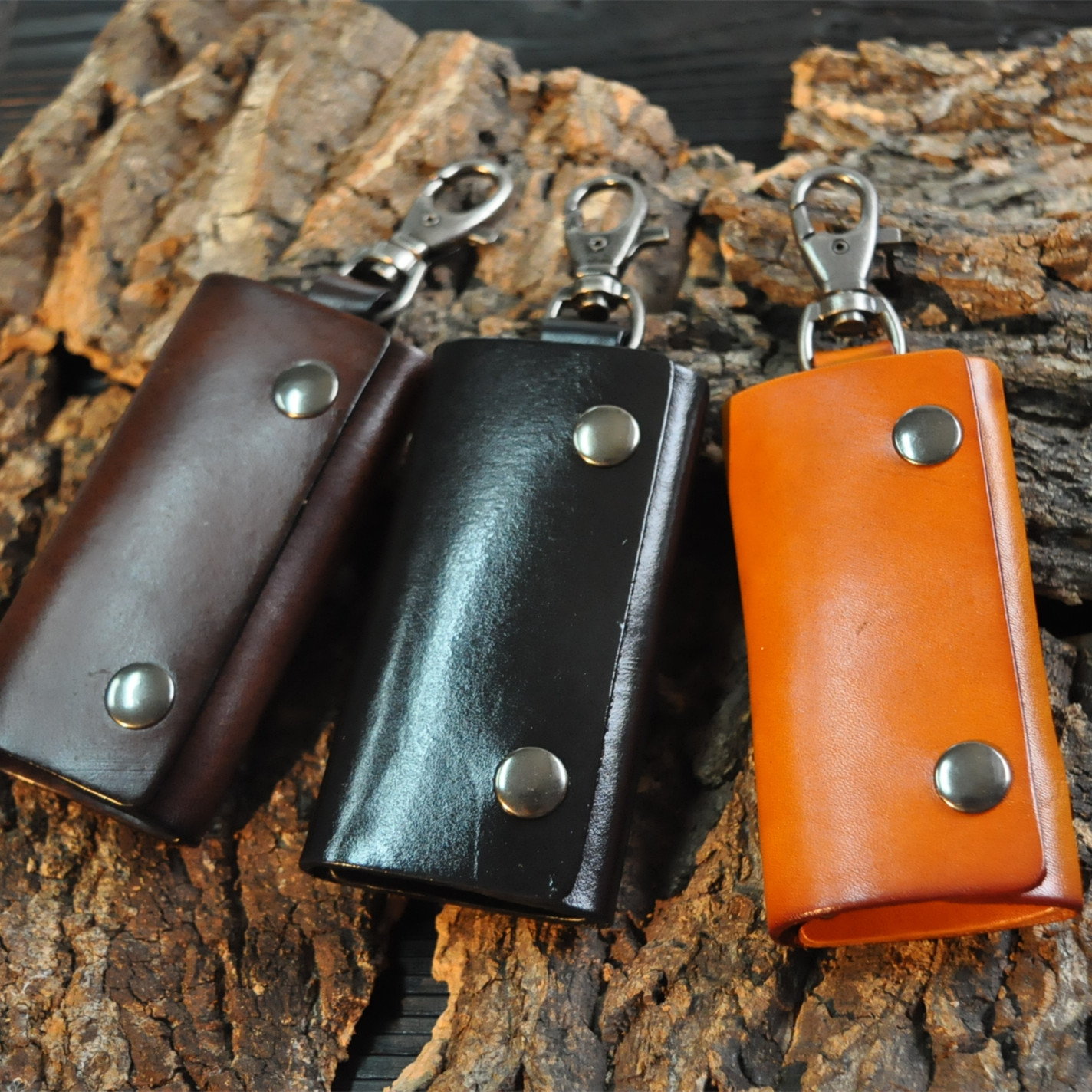 Retro casual vintage vegetable tanned leather tree cream leather car key case universal key