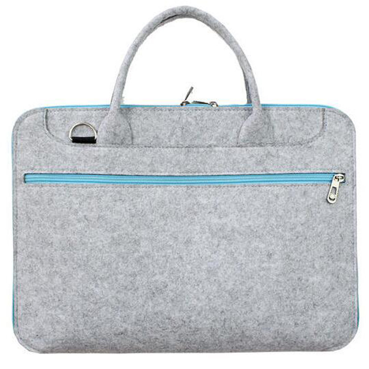 新款时尚毛毡背带电脑包男士毛毡商务包男女式通用休闲包斜跨包