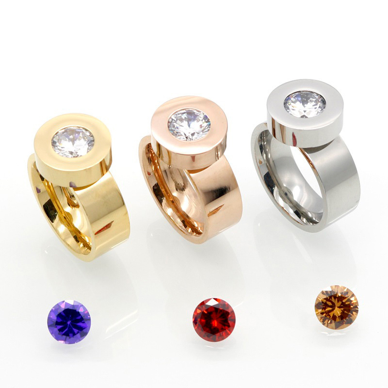 20g Weight Vacuum Plating Gold Plating Process Vacuum Plating Real Gold Plated 18K Gold Round 304 Stainless Steel Fashion Waterproof Non Tarnish Rings