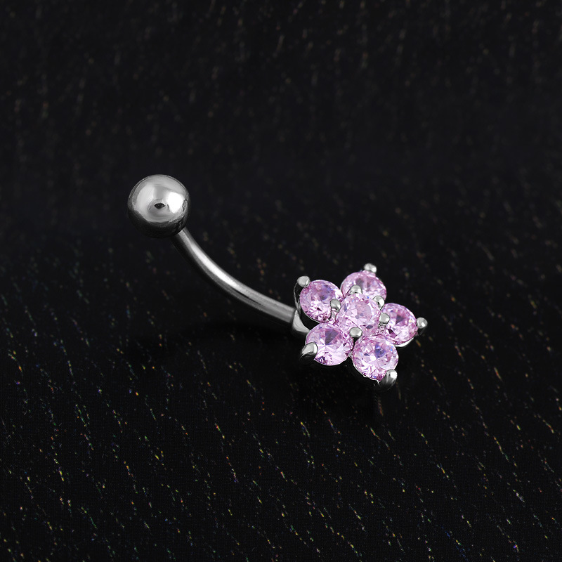 Piercing Jewelry Zircon Plum Blossom Belly Button Ring Fashion Belly Button Nail display picture 6