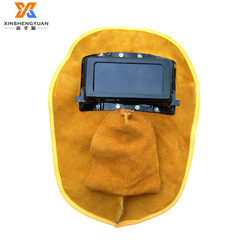 Cowhide Head-Mounted Double Flip Mirror Welding Mask Argon Arc Welding Anti-Strong Light High-Temperature Resistant Automatic Welding Face Shield