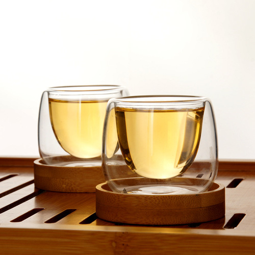 Handmade double-layer heat-resistant glass cup glass tea set set high borosilicate insulated tea cup small cup 60ml