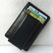 亞馬遜歐美真皮錢夾卡包牛皮磁鐵現金夾防消磁多功能卡套廠家定制