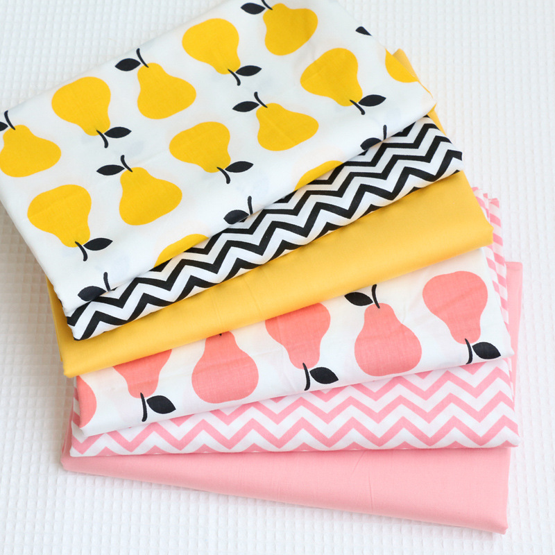 纯棉印花面料1.6米宽 韩版宝宝卡通鸭梨 幼儿园全棉斜纹布料批发