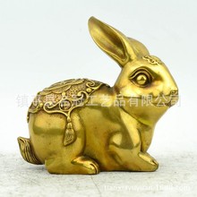 批发特价精品黄铜 福兔 铜兔可爱生肖兔纯铜兔子摆件吉祥物