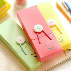 Elastic band smiley face pencil pencil case thickened plastic pencil bag creative student prize small gift customizable logo