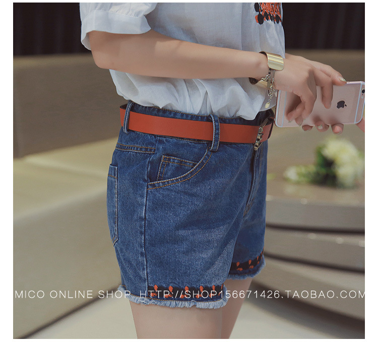 送腰帶牛仔短褲_14