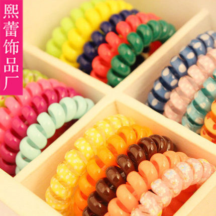 厂家直销韩版印花电话圈发圈果冻色弹性不伤发头绳头饰发饰品批发|ru