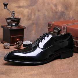 漆光皮结婚男鞋 男士商务正装皮鞋 系带 尖头男单鞋子