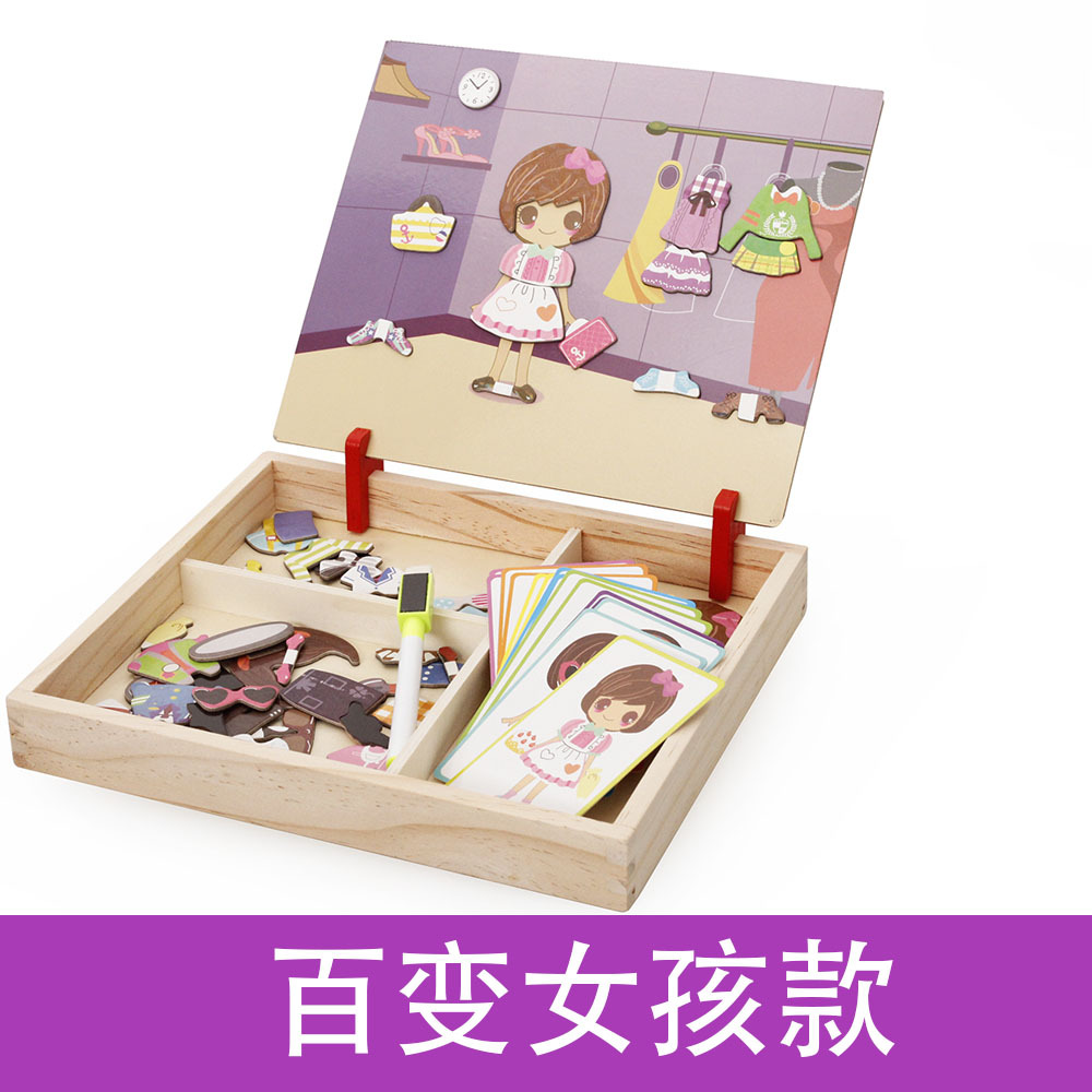 Oferta especial de madera maciza princesa edificio magnético pegatinas rompecabezas niños y niñas bebé rompecabezas tridimensional de madera rompecabezas