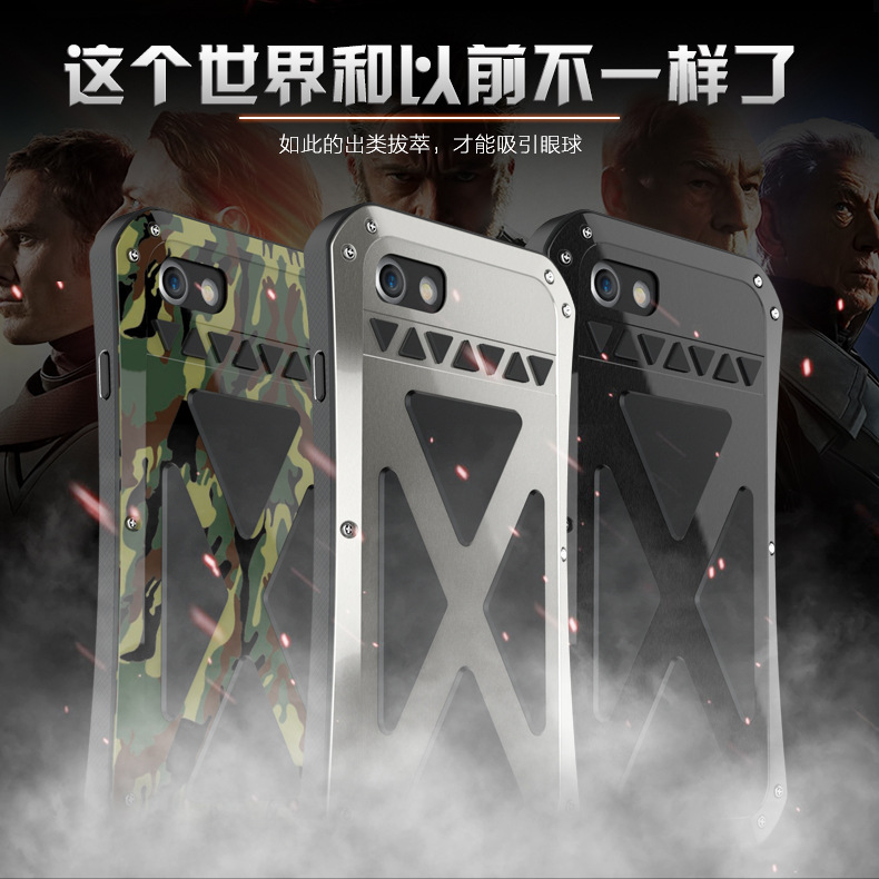 R-Just X-Men Superhero Slim Waist Stainless Steel Dirtproof Shockproof Heavy Duty Metal Case Cover for Apple iPhone 7 Plus