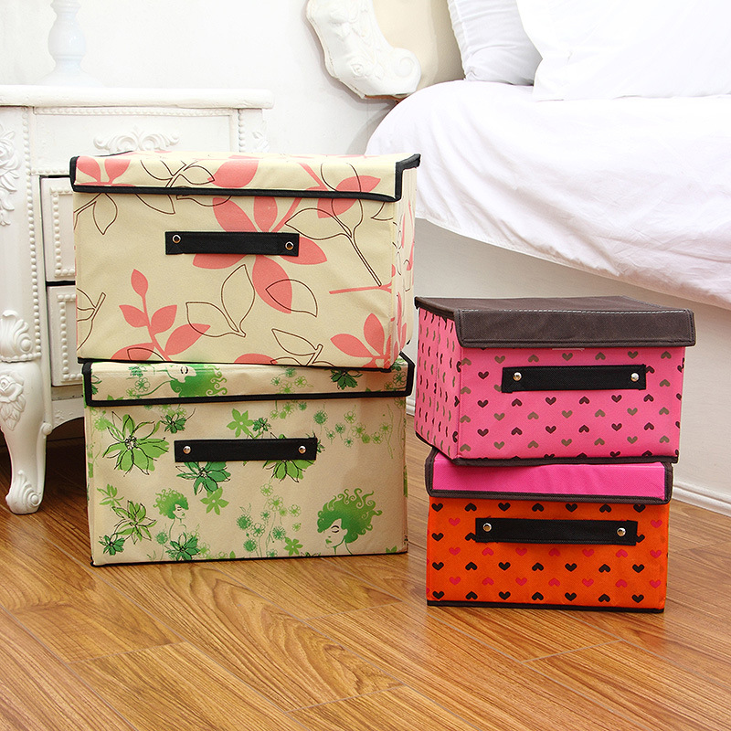创意大小拼色衣物收纳箱两件套 可折叠衣物玩具杂物内衣裤整理箱|ru