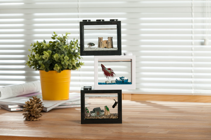 台面桌面悬挂式生态观赏造景壁挂式鱼缸亚克力组合式金鱼缸水族箱