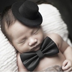 Cross-border AliExpress New Children's Photography Props Baby Photography Hat with Bow Tie New Gentleman Style