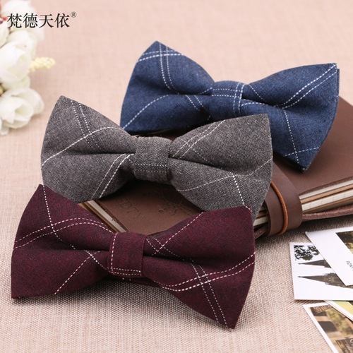 Bow Tie Men's Korean Style Groom Wedding Casual British Plaid Trendy Bow Tie Wholesale