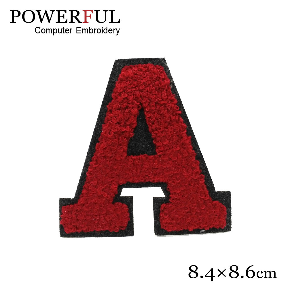 强大刺绣厂家直供 英文字母A毛巾绣花章仔 外套DIY装饰品配件辅料