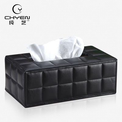皮质桌面创意客厅卷纸盒卫生间卷纸筒 纸巾盒欧式简约办公抽纸盒|ru