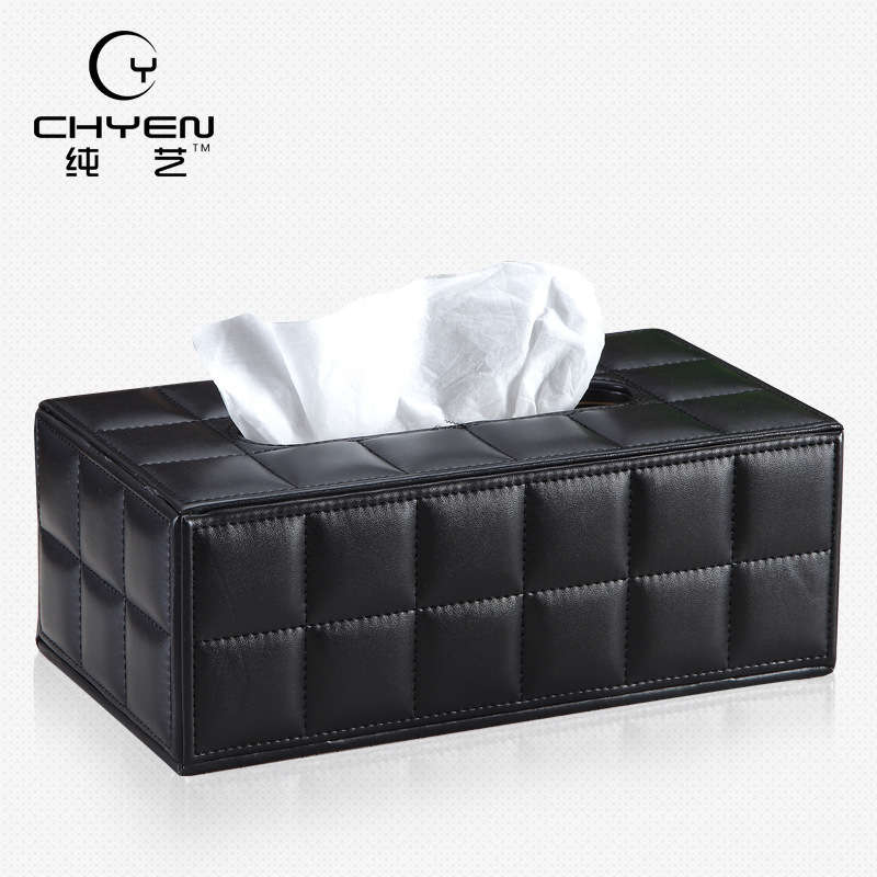 皮质桌面创意客厅卷纸盒卫生间卷纸筒 纸巾盒欧式简约办公抽纸盒|ru
