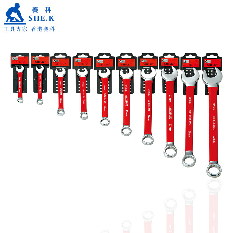 赛科沾塑套柄6-32mm开口梅花两用呆扳手二用扳手汽修工具双用精钢