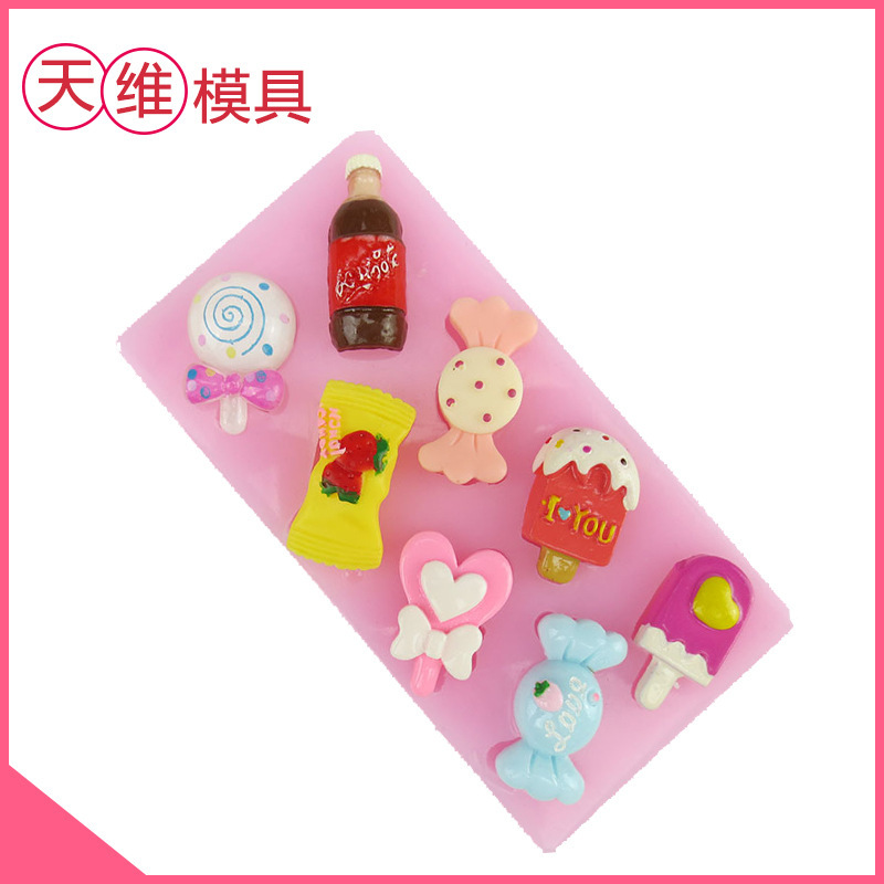 W-286 candy cola series silicone mold cake decoration mold dry pace press mold