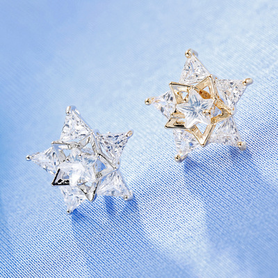 2016锆石五角星领花衬衣领刺马针领扣小领针男女厂家直销|ms