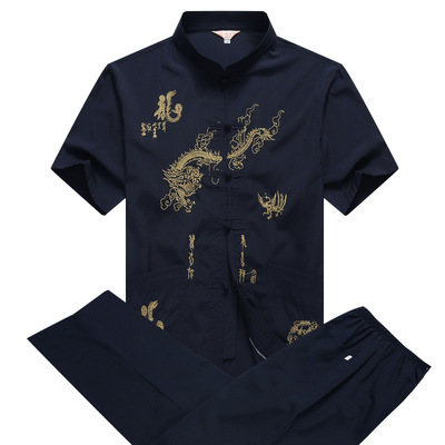 Men short sleeve T-shirt chinese tang suit shirt tops for male